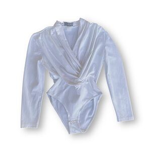 Vintage Onyx White Ruched Bodysuit Made in Italy
